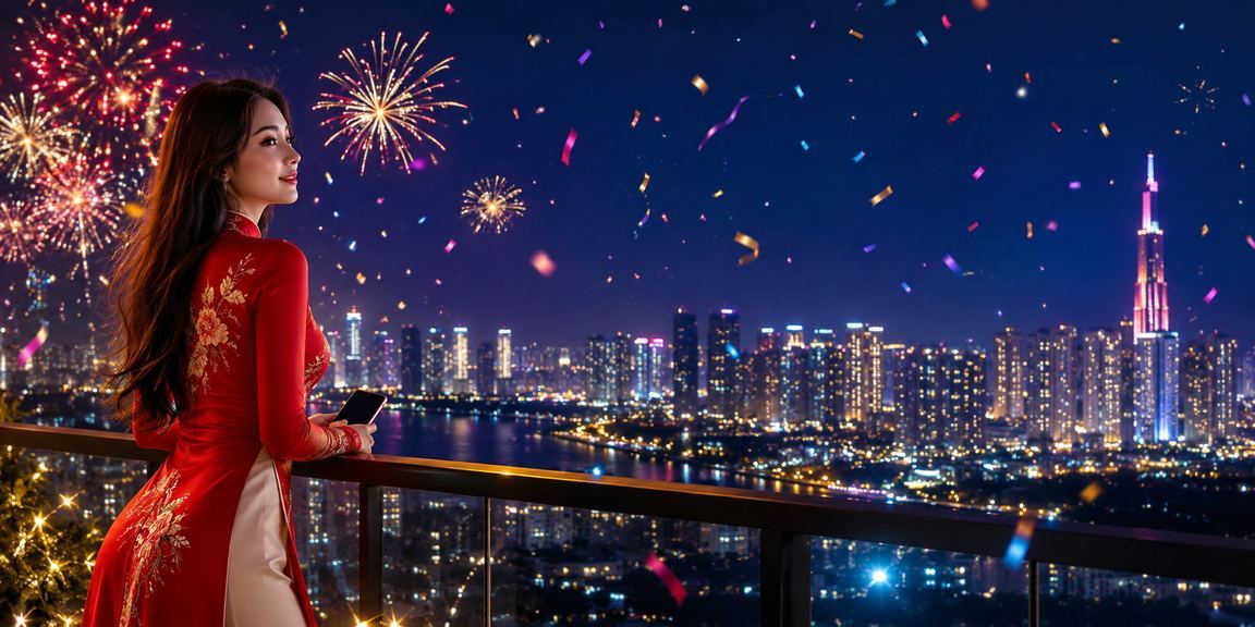 Người dùng TP.HCM trong trang phục áo dài đăng ký nhận ưu đãi trực tuyến