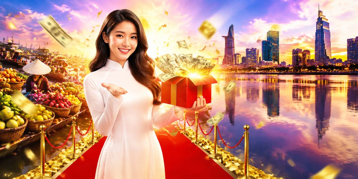 Người dùng trải nghiệm ứng dụng casino tại vùng Mekong với trang phục áo dài truyền thống